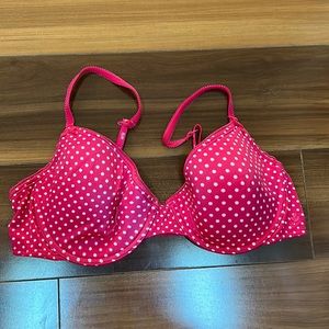 36B Aerie Hannah lightly lined hot pink polka dot bra